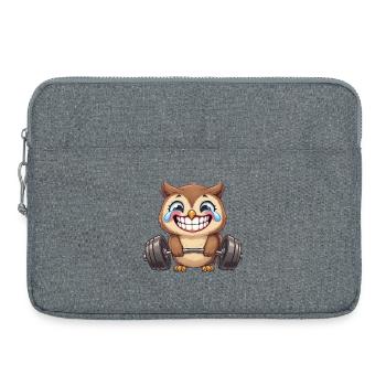 Starke Eule mit Hantel Fitness Workout Cartoon - Laptoptasche 15" - Grau meliert - Vorne