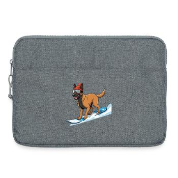 Snowboard dog with hat and ski goggles - Laptop bag 15" - heather grey - Front