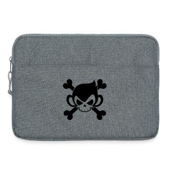 Funny skull monkey with crossed bones - Laptop bag 15" - heather grey - Front