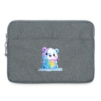Cute polar bear with rainbow heart - Laptop bag 15" - heather grey - Front