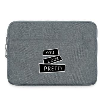 You Look Pretty Funny Complement Self Love Logo - Laptop bag 15" - heather grey - Front