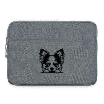 Tête de Chihuahua avec Poten - Sacoche pour ordinateur portable 15 pouces - gris chiné - Devant