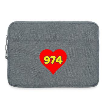 Coeur rouge 974 - Ile de la Réunion - Sacoche pour ordinateur portable 15 pouces - gris chiné - Devant