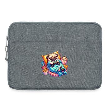 Relaxed Gaming Pug with Snacks - Laptop bag 15" - heather grey - Front