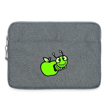 Caterpillar peeps apple hole comic funny cute cute - Laptop bag 15" - heather grey - Front