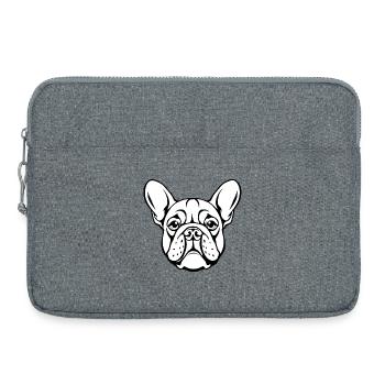 Bulldog chien tête de chien T-shirt cadeau - Sacoche pour ordinateur portable 15 pouces - gris chiné - Devant