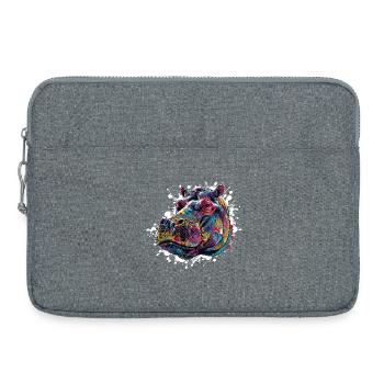 Bunter Hippo Farbspritzer - Laptoptasche 15" - Grau meliert - Vorne