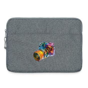 Rainbow camera as CAD design in color explosion - Laptop bag 15" - heather grey - Front