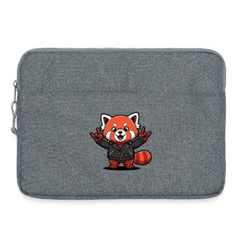 Red Panda in Leather Jacket - Laptop bag 15" - heather grey - Front
