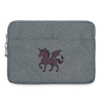 Licorne Démoniaque Sombre aux Ailes et aux Yeux Rouges - Sacoche pour ordinateur portable 15 pouces - gris chiné - Devant