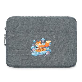 Fox on Waffle Dream - Laptop bag 15" - heather grey - Front
