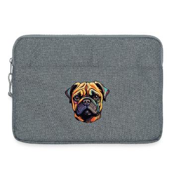 Pug Hund - Laptoptasche 15" - Grau meliert - Vorne