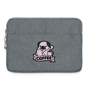 Bannière du Café du Matin du Carlin - Sacoche pour ordinateur portable 15 pouces - gris chiné - Devant