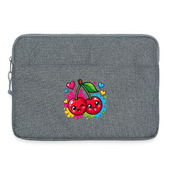 Dessin animé Cerises Éclaboussures Néon - Sacoche pour ordinateur portable 15 pouces - gris chiné - Devant
