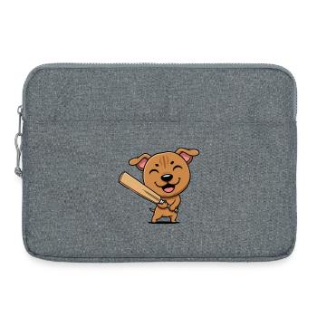 Chiot de dessin animé de baseball mignon - Sacoche pour ordinateur portable 15 pouces - gris chiné - Devant