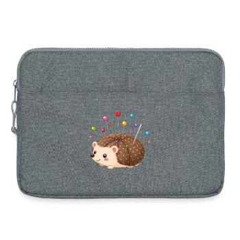Hedgehog pincushion for seamstresses - Laptop bag 15" - heather grey - Front
