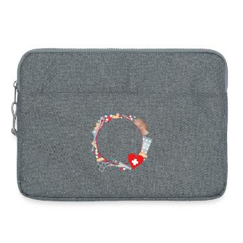 Erste Hilfe Set oder Reiseapotheke als Rahmen - Laptoptasche 15" - Grau meliert - Vorne