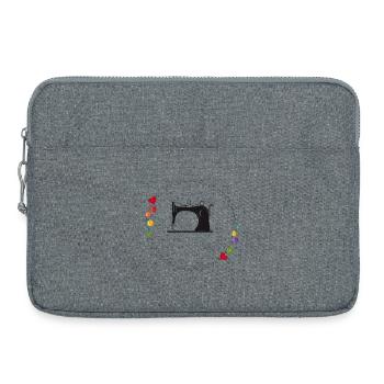 nostalgic stylized sewing machine with buttons - Laptop bag 15" - heather grey - Front