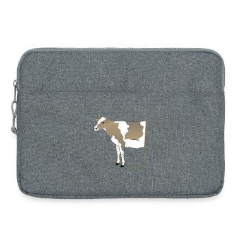 Cow - Kuh halb in Rahmen - Laptoptasche 15" - Grau meliert - Vorne