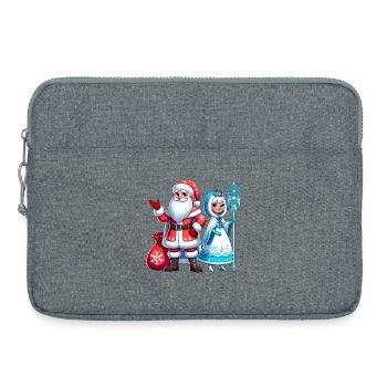 Ded Moroz Snegurotschka russischer Weihnachtsmann - Laptoptasche 15" - Grau meliert - Vorne