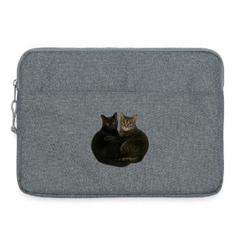 Two cats cuddling - Laptop bag 15" - heather grey - Front