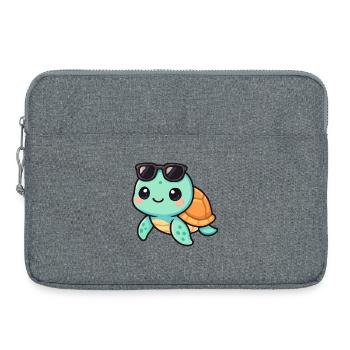 Cute turtle cartoon with sunglasses - Laptop bag 15" - heather grey - Front