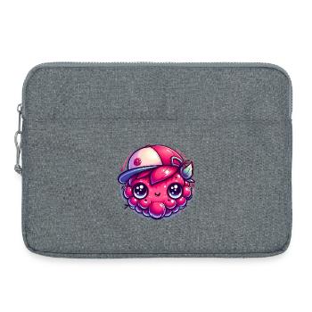 Framboise Kawaii avec Casquette Colorée - Sacoche pour ordinateur portable 15 pouces - gris chiné - Devant
