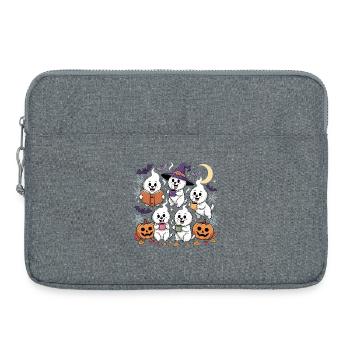 Dogs Reading Book Halloween Coffee Lovers - Laptop bag 15" - heather grey - Front