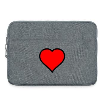 Red Heart Icon Print - Laptop bag 15" - heather grey - Front