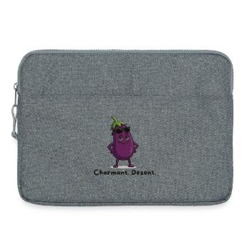 Charmant Discret - Caricature d’aubergine - Sacoche pour ordinateur portable 15 pouces - gris chiné - Devant