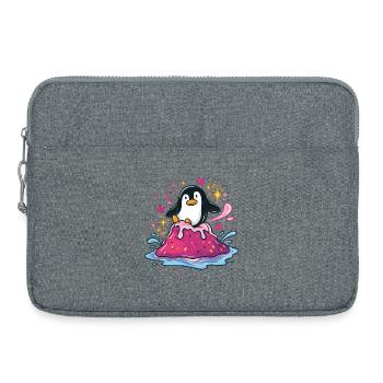 Penguin sur une vague de confiture rose - Sacoche pour ordinateur portable 15 pouces - gris chiné - Devant