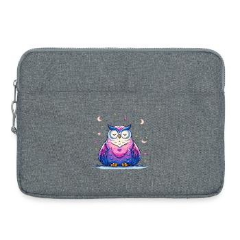 Amour de la chouette au clair de lune - Sacoche pour ordinateur portable 15 pouces - gris chiné - Devant