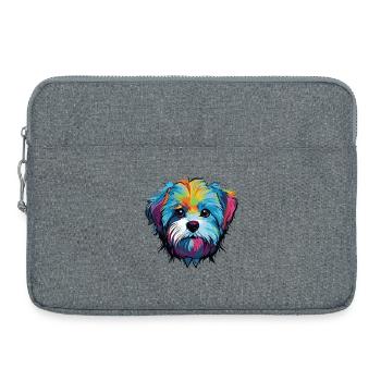 Tête de chien comique de chien - Sacoche pour ordinateur portable 15 pouces - gris chiné - Devant