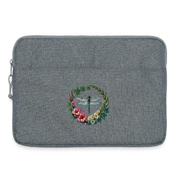 Libellen-Blumenkranzrahmen - Laptoptasche 15" - Grau meliert - Vorne