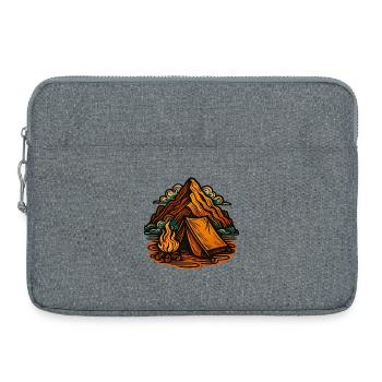 Feu, tentes et paysages montagneux - Sacoche pour ordinateur portable 15 pouces - gris chiné - Devant