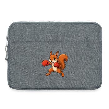 Boxendes Eichhörnchen Cartoon Spaß Motiv  - Laptoptasche 15" - Grau meliert - Vorne