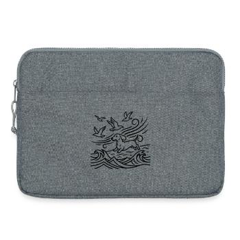 Dachshund on the beach Seagulls Waves Sea Moin - Laptop bag 15" - heather grey - Front
