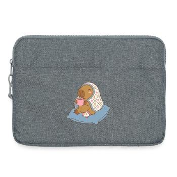 Cozy  Night Capybara on a pillow sipping cocoa - Laptop bag 15" - heather grey - Front