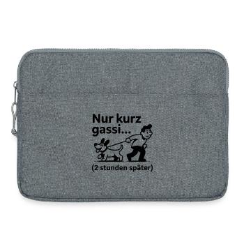 Nur kurz Gassi … 2 Stunden später - Laptoptasche 15" - Grau meliert - Vorne