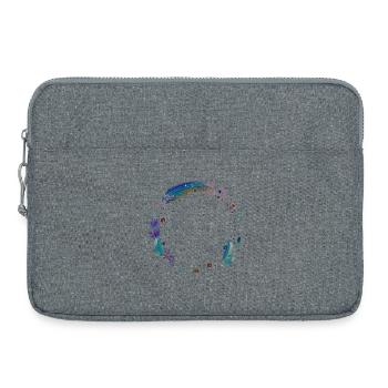 zarter Rahmen aus Federn und Ethno Symbolen - Laptoptasche 15" - Grau meliert - Vorne