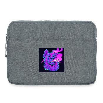 Trippy smoking dog. - Laptop bag 15" - heather grey - Front