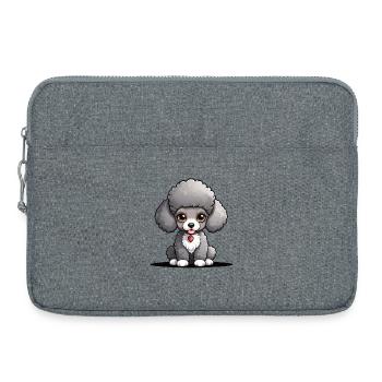 Caniche duveteux avec des cœurs - Sacoche pour ordinateur portable 15 pouces - gris chiné - Devant