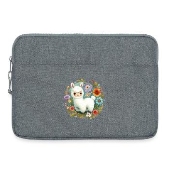 Floral with a little llama - Laptop bag 15" - heather grey - Front