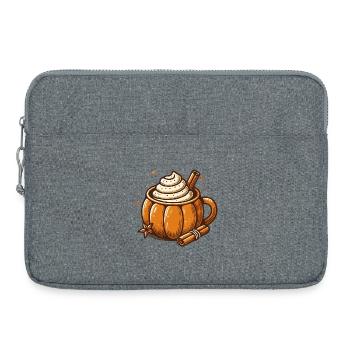 süßes Kürbis-Tassen Motiv mit Pumpkin Spice Latte - Laptoptasche 15" - Grau meliert - Vorne