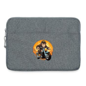 Affe Motorrad / Motorradfahrer Affen - Laptoptasche 15" - Grau meliert - Vorne
