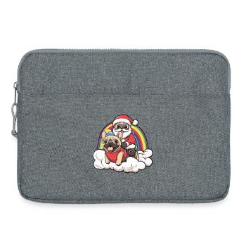 Chien Buldog français Père Noël - Sacoche pour ordinateur portable 15 pouces - gris chiné - Devant