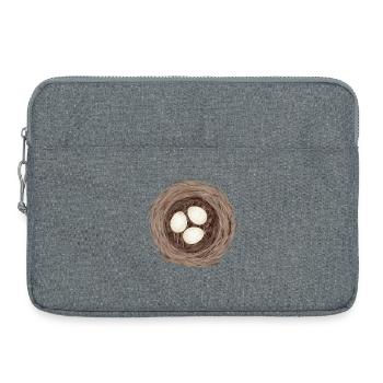 Nid d’oiseau avec trois œufs – illustration naturelle - Sacoche pour ordinateur portable 15 pouces - gris chiné - Devant
