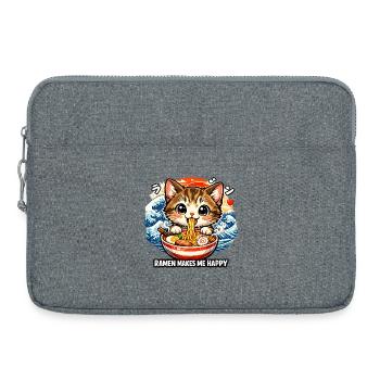 Kawaii Katze Ramen Nudeln Anime Katze - Laptoptasche 15" - Grau meliert - Vorne