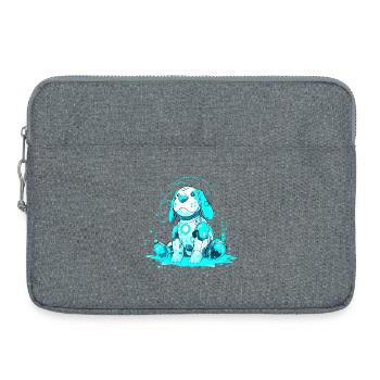 Neon Robo Dog in Cyan Beam - Laptop bag 15" - heather grey - Front