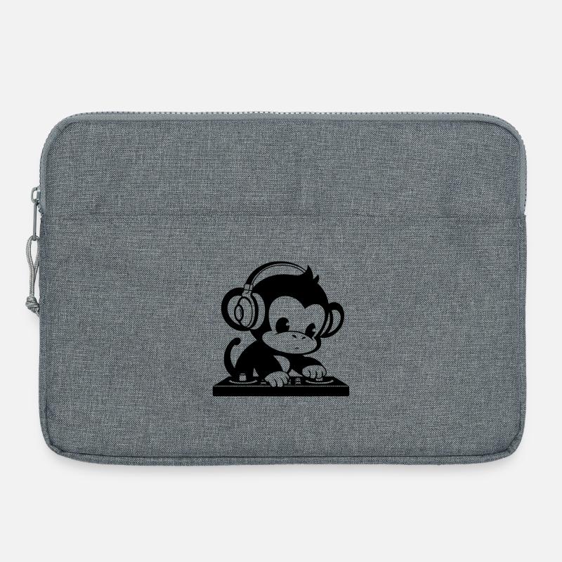 DJ Affe mit Kopfhörern - Laptoptasche 15" - Grau meliert